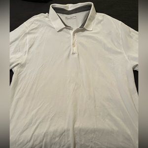 Under Armour Mens 2XL Short Sleeve Fitted Collared T Shirt White Heatgear